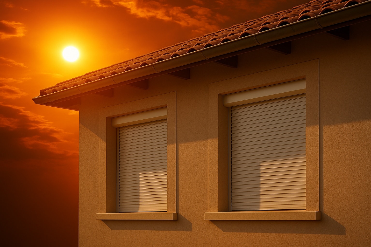 Des volets roulants fermés protègent une maison de la canicule